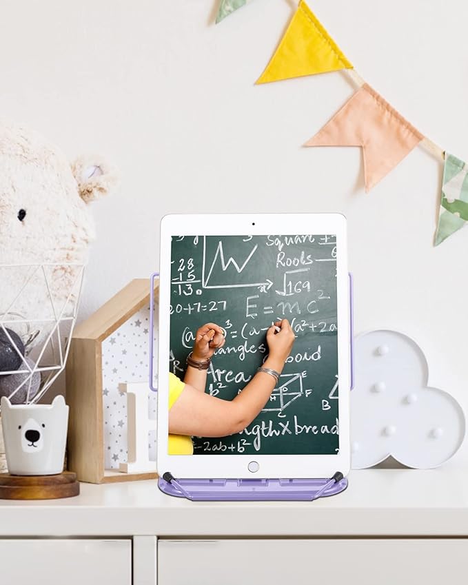 Honagu Adjustable Reading Rest - Book Holder, Documents Holder, Sturdy Typing Stand for Recipes, Textbooks, Tablet, Music Books (Purple)