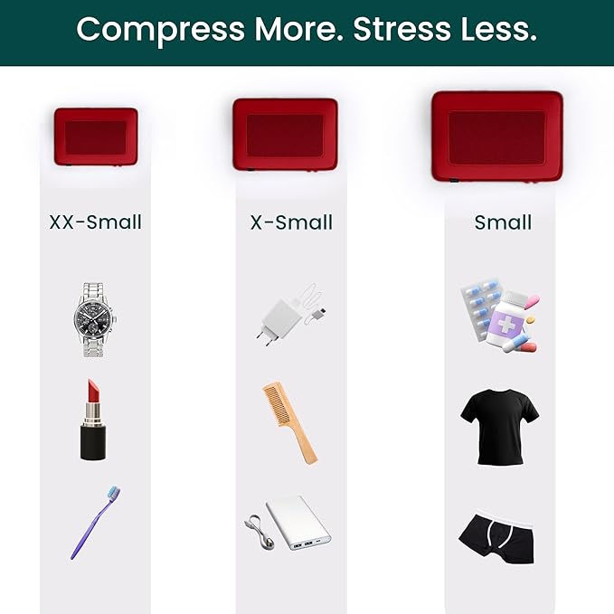 NOBL Travel Compressible Packing Cubes Set, 6 Pieces Travel Packing Organizers, Compression Luggage Cubes for Suitcases & Carry On, Space Saving - Cherry Red