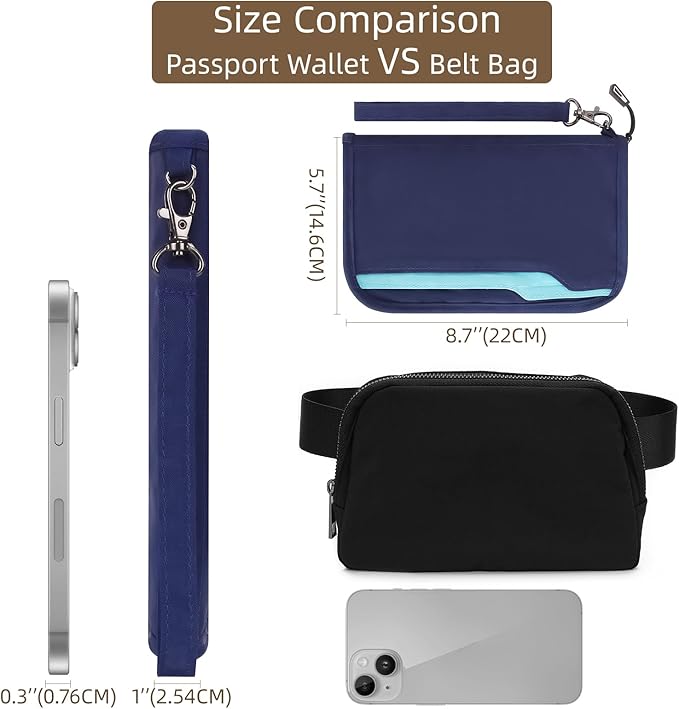 ZOPPEN Passport Holder Family RFID Passport Wallet, Passport Holder Women/Men, Travel Wallet Documents Organizer Zipper Case with Removable Wristlet Strap, Travel Essentials for Flying