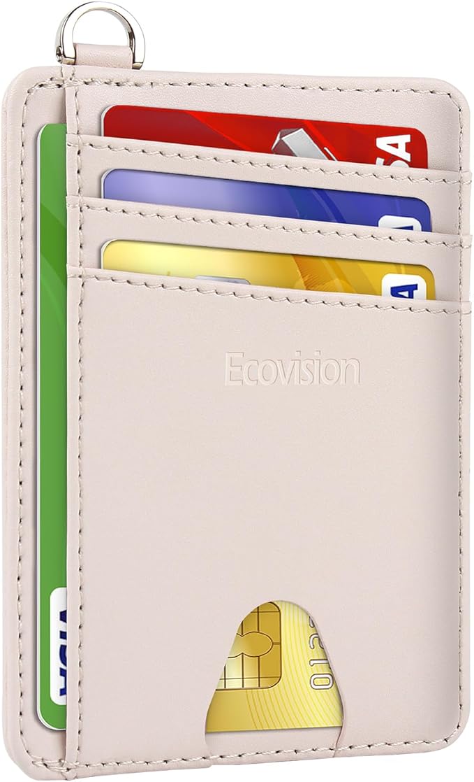 EcoVision Slim Minimalist Front Pocket Wallet, RFID Blocking Credit Card Holder Wallet with Detachable D-Shackle for Men Women