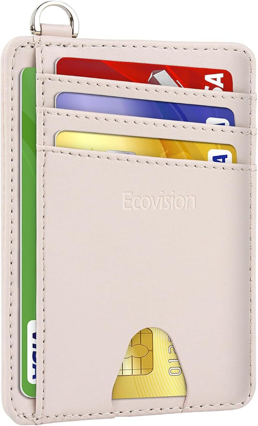 EcoVision Slim Minimalist Front Pocket Wallet, RFID Blocking Credit Card Holder Wallet with Detachable D-Shackle for Men Women