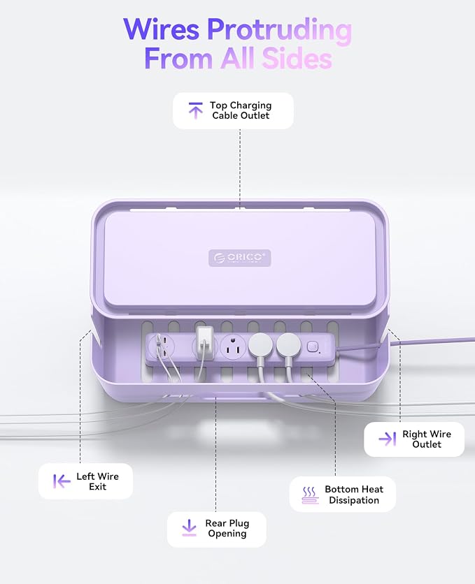 ORICO Cable Management Box, Cord Hider Box to Conceal Power Strips on Desk or Floor, Keeping Cords Tidy and Protected from Damage, Stylish Cable Organizers for Home, Office, School - PB01