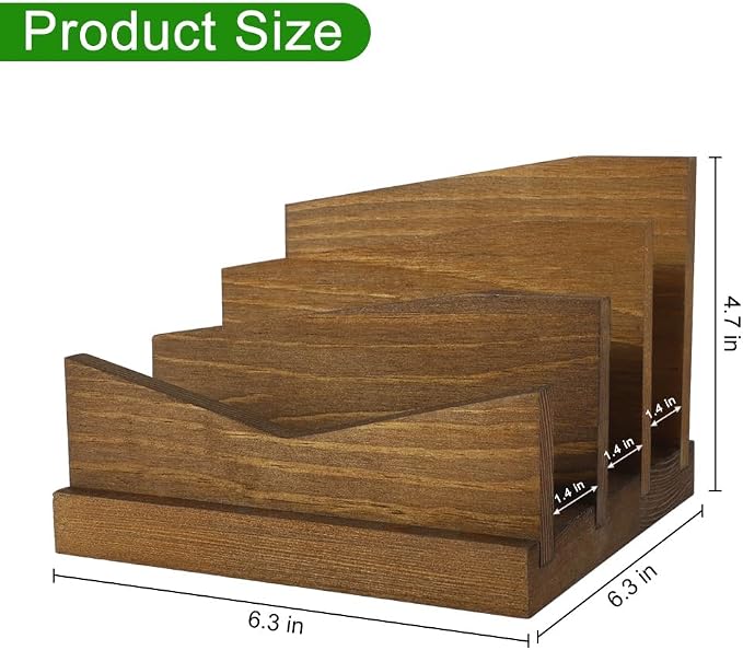 Picowe Desk Mail Organizer Wooden Mail Holder, 3 Slots Letter Holder Organizer Envelope Organizer for Home Office