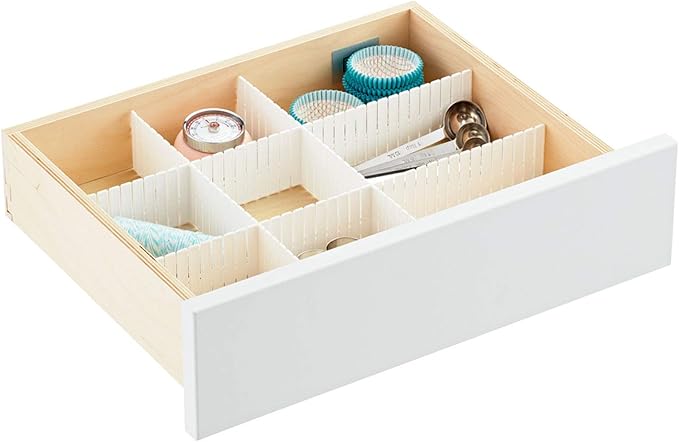 ZOENHOU 60 PCS 12.6 x 2.76 Inch White Drawer Dividers, Adjustable Premium Plastic Drawer Divider Organizers for Makeup Drawers Desktop Kitchen Drawer Organizers and Storage