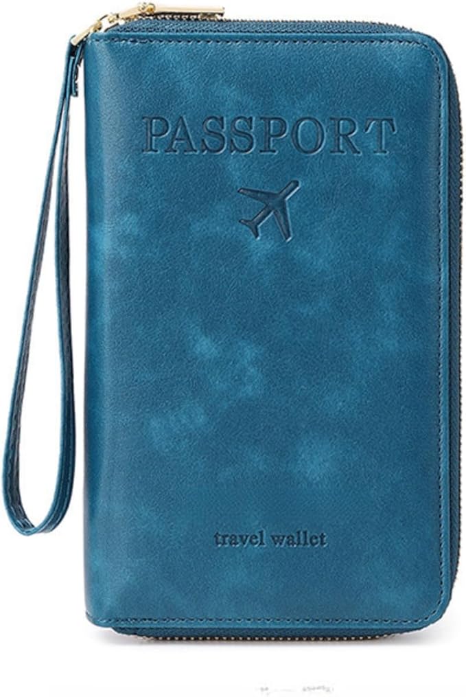 RFID Passport Holder for Travel - Cruise Essentials 2025 with RFID Blocking Sleeves | Anti-Theft Travel Wallet Document Organizer for Women & Men (Peacock Blue)