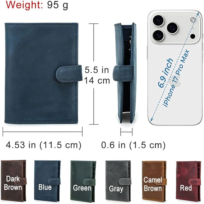 CONTACTS Full Grain Leather Passport Holder Compatible with Airtag RFID Blocking Passport Wallet Travel Slim Passport Cover with SIM Card Removal Tool (Blue)