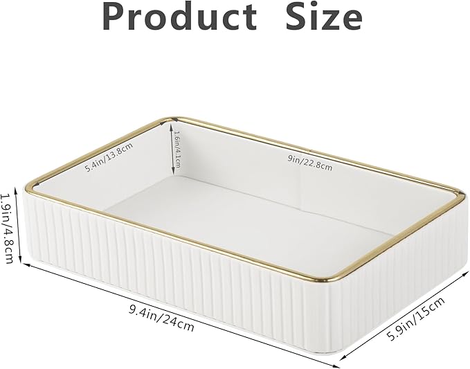 PU Leather Valet Tray,Desk Organizer Tray Nightstand Organizer Trinket Dish Storage Key Bowl Decorative Trays for Phone Wallet Jewelry Watch,Bathroom Bedroom Perfume Vanity Trays,Cream White