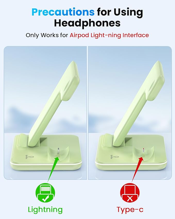 WAITIEE Wireless Charger 3 in 1, 15W Fast Charging Station for Apple Watch 9/8/Ultra 2/Ultra/SE/7/6/5/4/3/2, for AirPods 3/2/1/Pro/Pro 2, for iPhone 15/14/13 /Plus/Pro/Pro Max/12/11/X/Xr/XS/8 (Green)