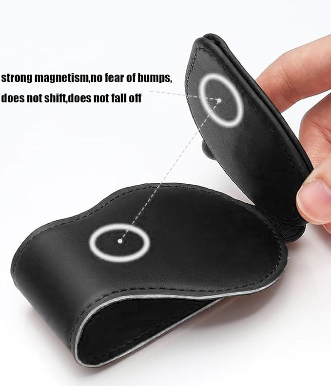 Sunglasses Holder for Car, Leather Glasses Frame, Eyeglass Hanger Card Clip for Car Sun Visor,Sunglasses Holder Compatible with Bronco (Red)