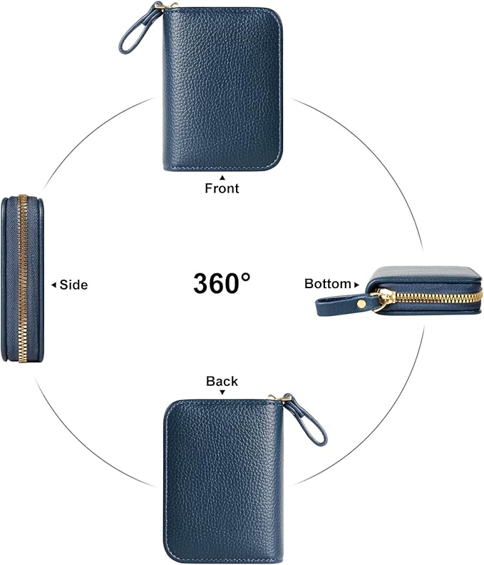 EcoVision Credit Card Holder RFID Card Case Wallet, Small Accordion Zipper Card Case Holder, Card Organizer Case for Women Men