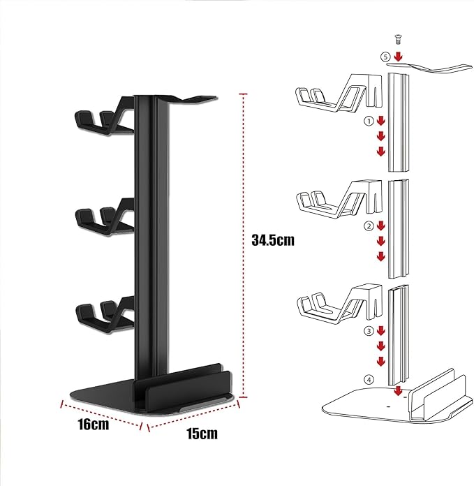 Game Controller Holder & Headphone Stand for Desk, 3-Layer Headset Holder Storage Organizer Switch/Headphones/Controller/Laptop Mobile Phone
