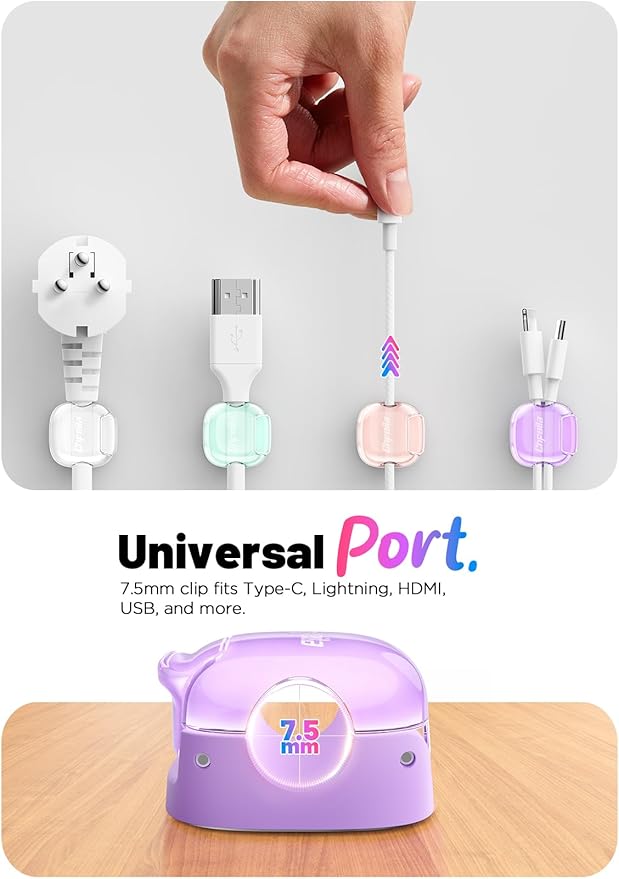 Cable Clips,12 Pack Cord Holder Cord Organizer [1s Lock & Strongest Adhesive] Spring Cord Clips Phone Charger Wire Desk Cable Management Nightstand Home Office School Decor Women Cute Desk Accessories