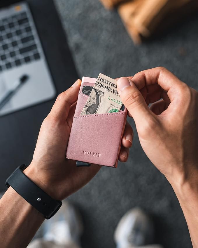 VULKIT Cardholder Wallet for Men Metal Wallets with RFID Blocking Layer Slim Minimalist Aluminum Wallet with Pop up Quick Card Access Business Card Holder, Holds up to 7 Cards