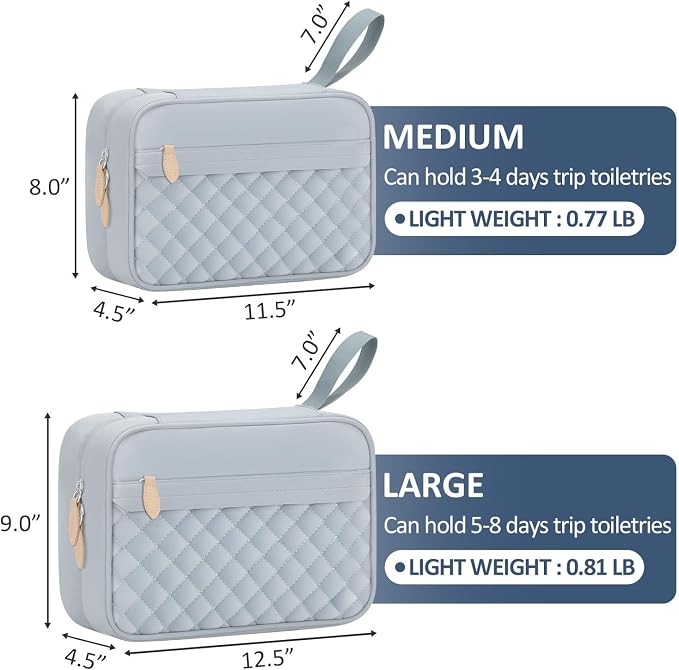 Vankor Travel Toiletry Bag for Women with Hanging Hook, Waterproof TSA Approved Cometic Toiletry Bag Organizers Leakproof Make up Bags for Women Blue