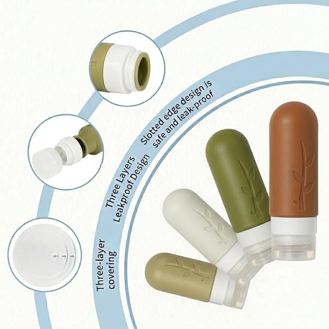 DEPOZA Travel Bottles Kit (16 Pack) - TSA Approved, Leak Proof Silicone Squeezable Containers for Toiletries. Complete Set with Jars, Sprayers & Bag (Earthy brown)