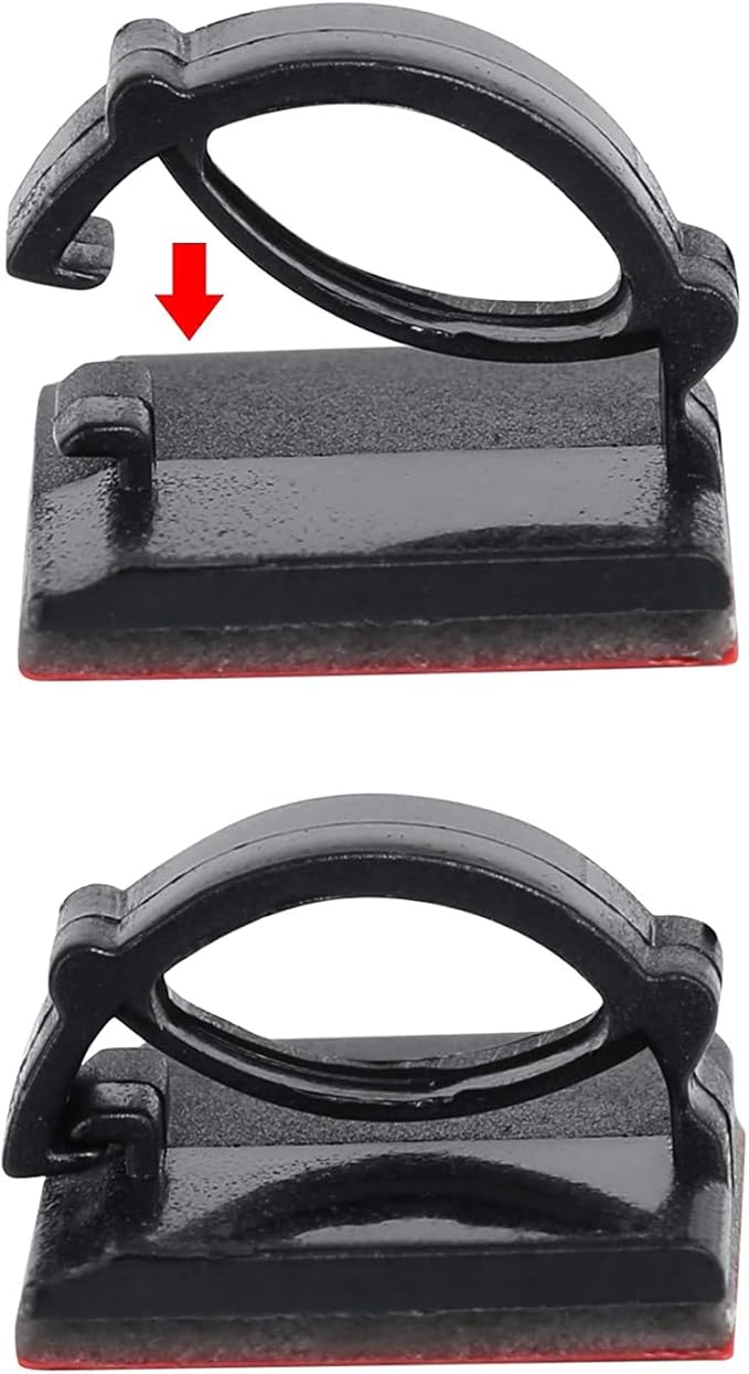 Adhesive Cord Organizer, Management 3M Cable Ties Wire Clips Organizer Cable Clamp Holders for Desk Car Tables PC Laptop TV Home Office Walls (0.80"x0.6", 100pcs, Black)
