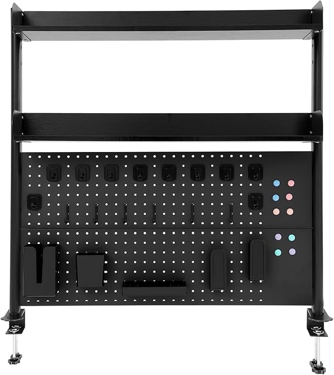 Desk Pegboard, Clamp On Desk Organizer Shelf, Desktop Bookshelf Storage Shelves, Privacy Panel for Home Office Dorm Gaming Desk, Carbon Steel, 39.4" x 37.4", Black