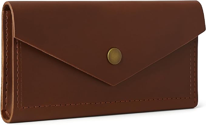 Genuine Slim Leather Wallet for Women (Tan) Compact Money Pouch for Cash, Small Travel Purse Women Money Organizer for Cash - Leather Cash Envelope Binder Travel Money Pouch Medium