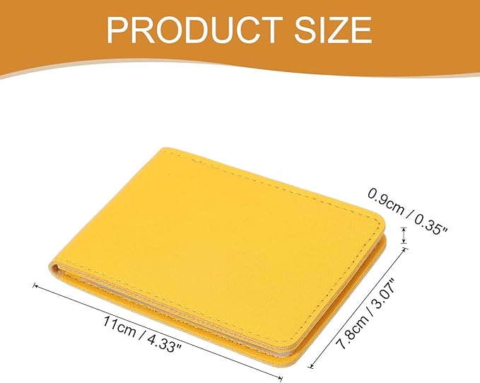 uxcell Leather Credit Card Holder, 10 Slots Blank Driver's License Holder for Women and Men, Multi-Functional Card Organizer for Documents, ID Cards, License(Yellow)
