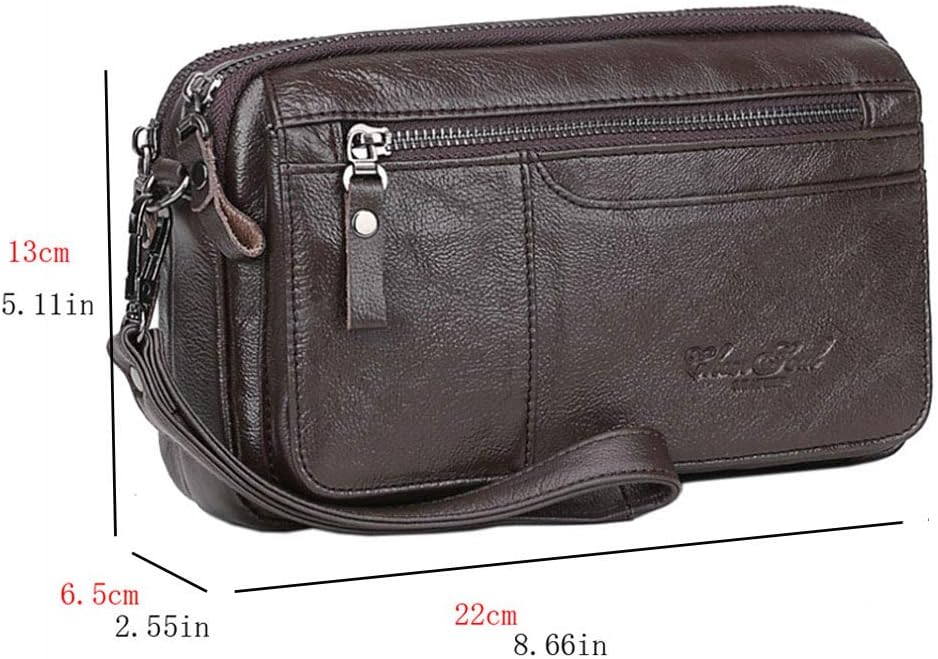 Leather Clutch Purse Wallet Men Wrist Bag