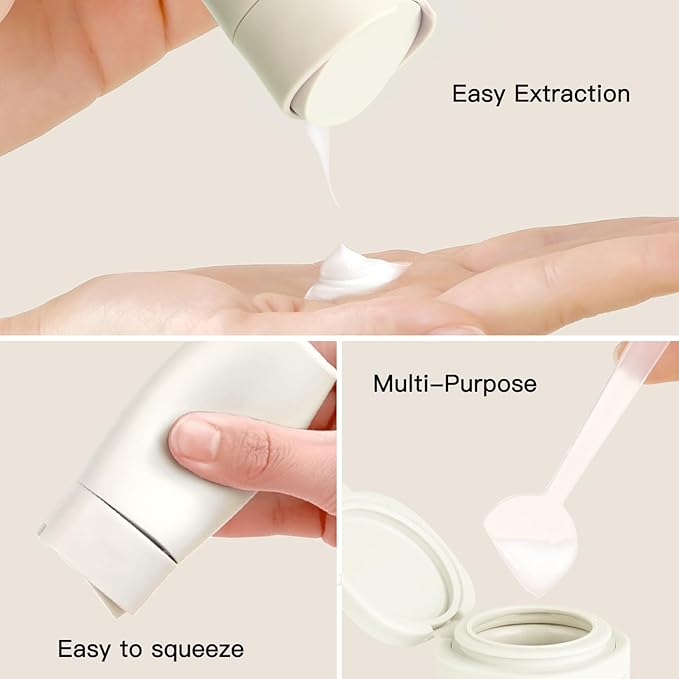 Suteng Travel Bottles for Toiletries, 5 Pack Travel Size Containers, TSA Approved Leak Proof - Silicone Toiletry Containers with Clear Bag for Shampoo, Conditioner & Lotion, Travel Essentials