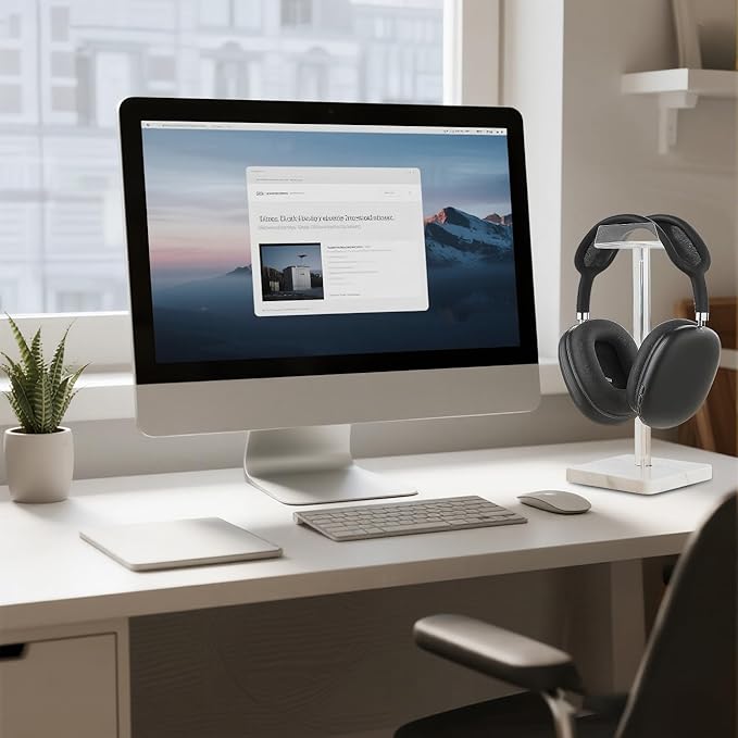 Acrylic Marble Headset Holder Headphone Holders for Desk, Gaming Headphone Stand,Universal Holder for Music Headset Accessories 1 Pack(DP029)