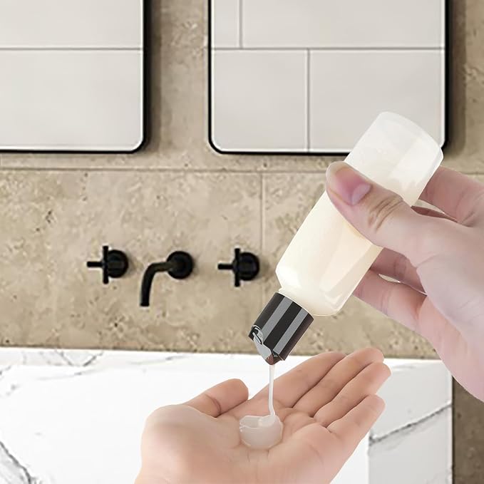 10 PCS Leakproof 3.4 Oz Travel Bottles, Cosmetic Containers, For Toiletries | Lightweight and shatterproof plastic, 1.5 in (deep) x 5 in (high), sticker accessories, Easy to carry for travel