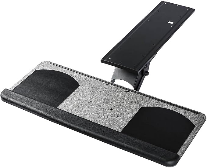 New Undermount Height Adjustable Keyboard Tray Mouse Pad Tray with Drawer and Tiltable Ergonomic Design 360 revolvable (25" x 10")