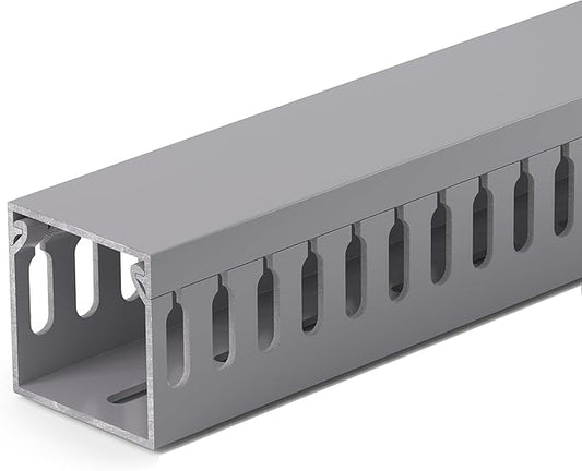 ZhiYo H1.6in W1.6in Professional Server Rack Cable Management Raceway, 12ft (4 x L3ft) Cable Raceway Kit, Electrically Safe PVC Open Slot Wire Raceway for Under Desk/Computer/Network Cords, Grey