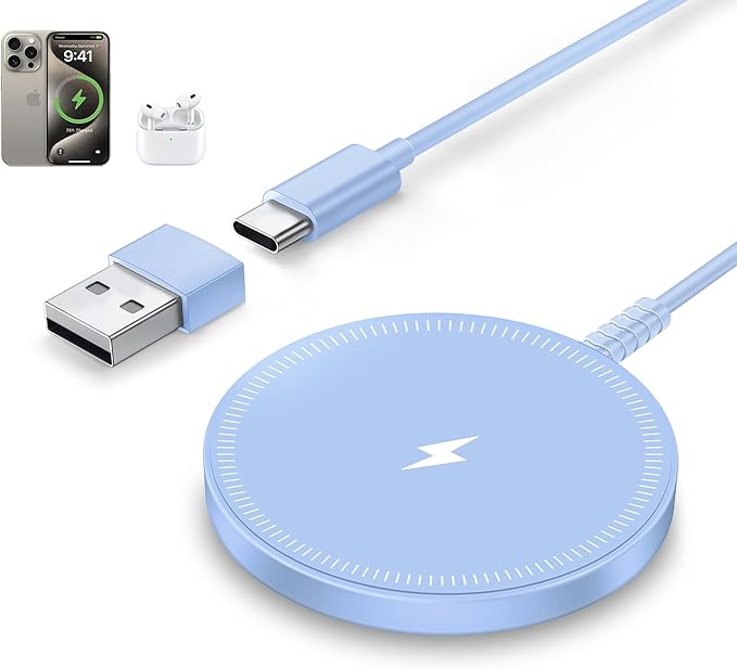 Bohuma Magnetic Wireless iPhone Charger: Mag-Safe Charging Pad Compatible with iPhone 16 15 Pro Max Plus 14 Pro Max Plus 13 12 Pro Max AirPods Pro 3 2- Fast Charger Pad Dock for Home Office