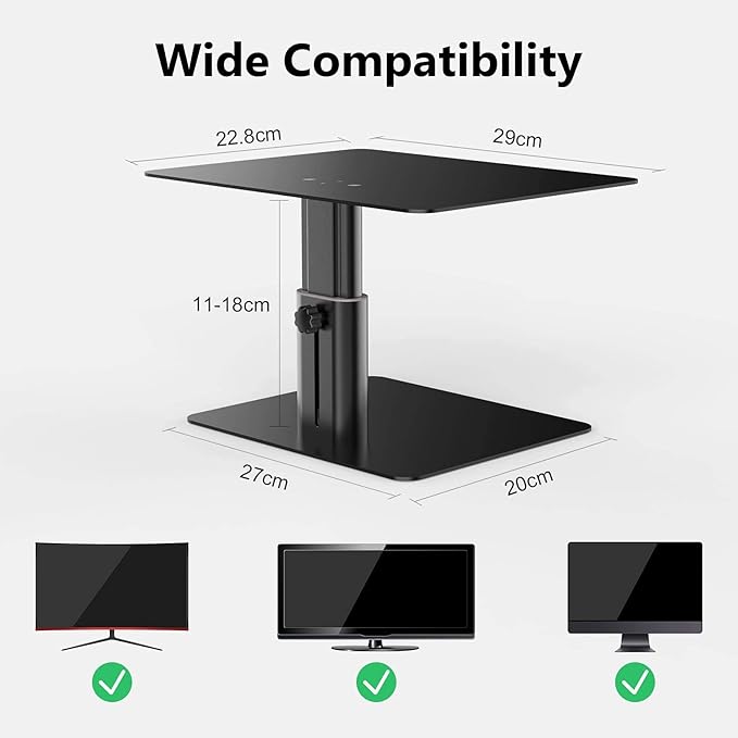 Nillkin Monitor Stand for Desk, Adjustable Height Computer Monitor Stand, Ergonomic Aluminum Computer Stand for Desktop Monitor, iMac, Studio Display XDR, Dell, HP, Lenovo, Other Screen Display, Black