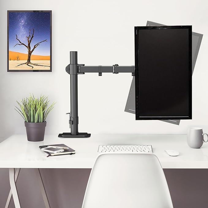 Suptek Single LED LCD Monitor Desk Mount Heavy Duty Fully Adjustable Monitor Stand for 1 / One Screen up to 27 inch