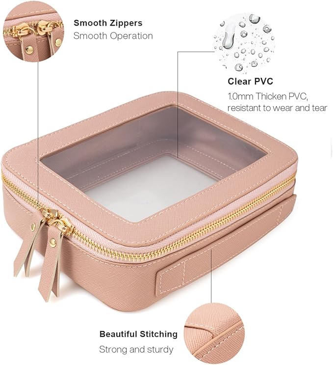 Travel Clear Makeup Bag Set, TSA Approved Cosmetic Bag Case with Zipper Portable Makeup Pouch Toiletry Bag Traveling Cosmetic Organizer Storage Bag Car Organizer Car Essentials