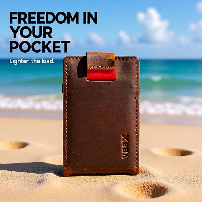 RFID Minimalist Slim Wallet for Men and Women, Holds Up to 12 Cards, Cash, Key Thin and Lightweight Credit Card Holder Vintage Color