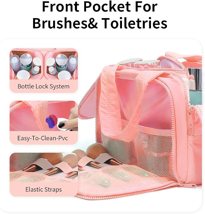 Puffer Travel Toiletry Bag – Large Capacity 11.8”L Makeup Organizer, 4 Compartments, Waterproof Wet/Dry Separation, Ultra-Light Taslan Fabric – Ideal for Business Trips, Gym, Family Vacation, Camping