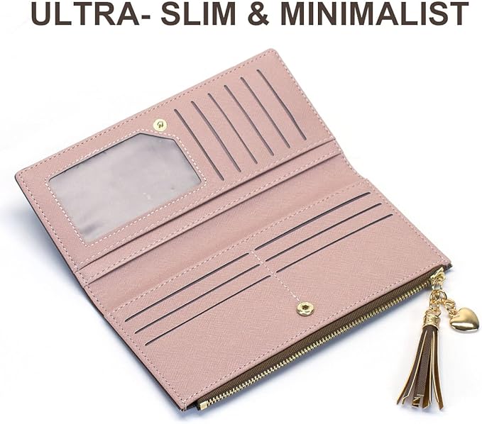 Valentoria Womens Wallet Cute Elegant Long Slim Card Holder Case Minimalist Coin Purse Thin Tassels Zip Clutch Wallets for Girls Ladies | Cute, Elegant, Long, Slim, Case, Minimalist