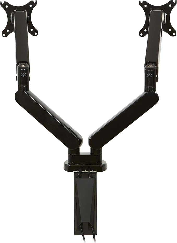 Office Star Ascend II Double Monitor Arms with Dual USB 3.0 Ports, 3-Point Rotation and VESA Mounting Bracket for 17-inch to 30-inch Monitors, Black