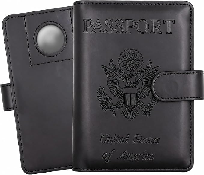 Passport Holder with RFID Blocking Leather Travel Wallet | Multiple Card Compartments, SIM Card Access, Compact Carry Design, Flight Ready Essentials for Men & Women, Black