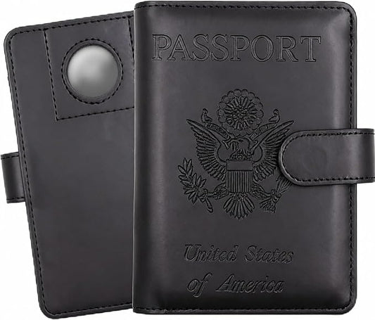 Passport Holder with RFID Blocking Leather Travel Wallet | Multiple Card Compartments, SIM Card Access, Compact Carry Design, Flight Ready Essentials for Men & Women, Black