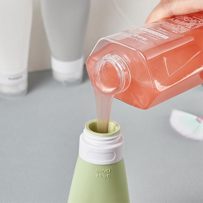 INSFIT Travel Bottles for Toiletries, TSA Approved 3oz Travel Size Containers, BPA Free Leak Proof Squeezable Silicone Tubes for Shampoo Conditioner Lotion Body Wash with Labels