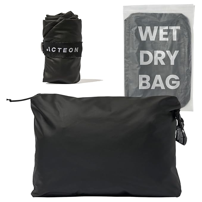 Acteon Wet Dry Gym Bag, Large Travel Water-Resistant Swimsuit & Clothes Organizer, Foldable Pocket Sized Pool, Beach Workout Bags, Fit for Men, Women, Swim, Shoes & Towels, Toiletries, Dirty Laundry