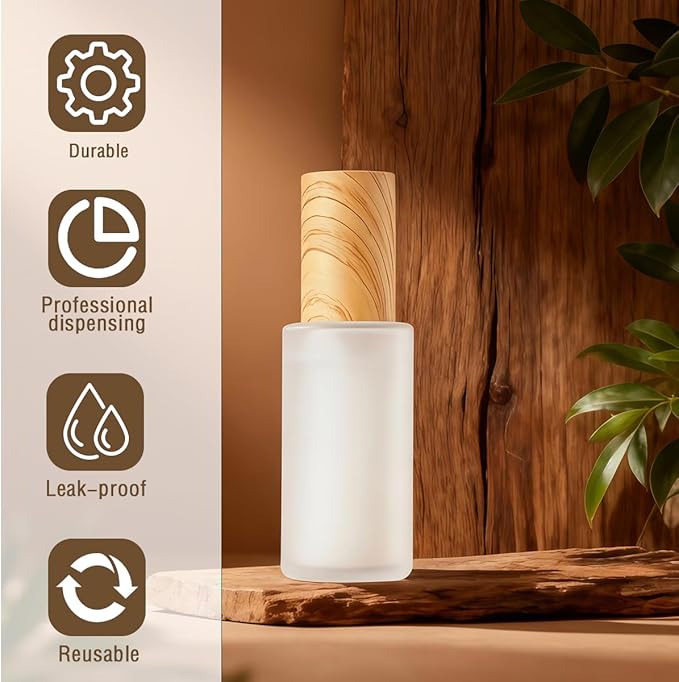 3Pcs 20ml 0.7oz Matte Glass Pump Bottles Lotion Travel Container Soap Dispenser Toiletries Bottle Containers with Plastic Lid for Shampoo Cream Liquid Essential Oils