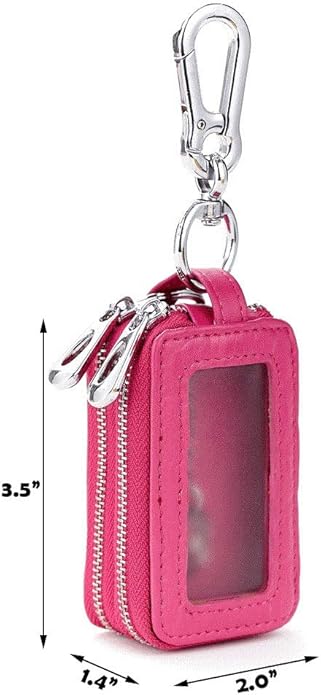 BAKUN Two-Sides Mini Leather Car Key Case, Key Holder Key Organizer Wallet