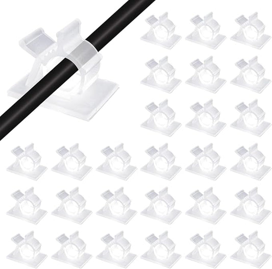 Viaky Self Adhesive Cable Clips, Wire Organize Cables Wire Management Clamps Outdoors Tie Holder Work for Cable Width 0.4''-Computer, Electrical Charging(Translucent, 30pcs)
