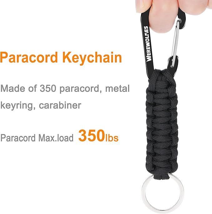 WEREWOLVES Paracord Keychain with Carabiner, Lanyard Clip for Keys