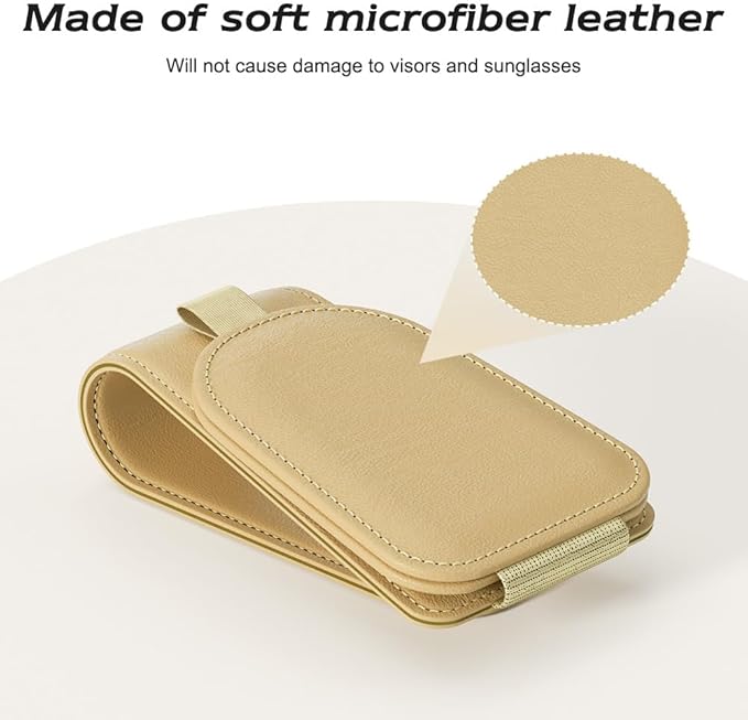 Sotfamily Sunglass Holder for Car Visor, Suede Cloth Magnetic Sunglass Organizer for Car Accessories, 2 Packs, Beige