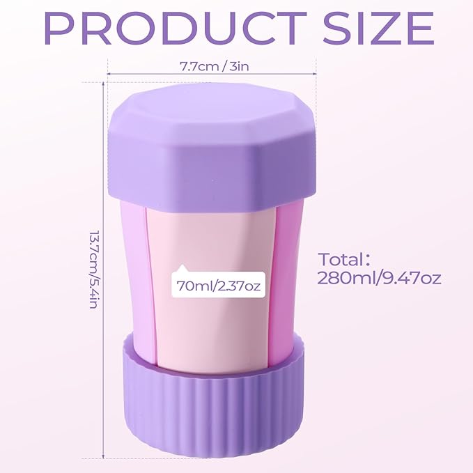 4 in 1 Silicone Travel Bottle for Toiletries, Travel Size Containers Leak Proof Refillable Liquid Squeezable Portable Dispenser Tubs for Shampoo Conditioner Lotion Body Wash(Purple)
