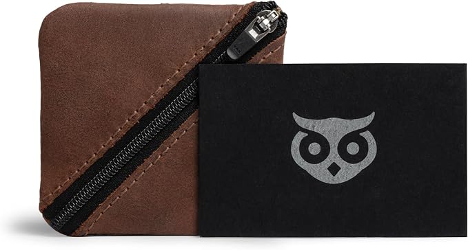 Hide & Drink, Slash Zippered Pouch, Change Holder, and Storage for Pocket and Purse Organization with Zipper, Full Grain Leather, Handmade (Bourbon Brown)