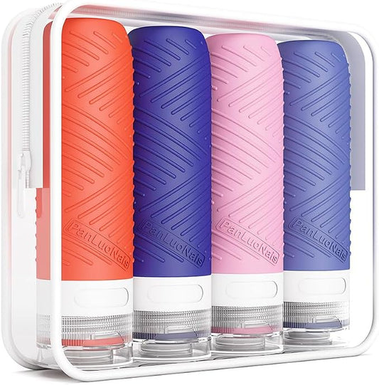 Travel Bottles for Toiletries, Silicone TSA Approved Bottles, Leakproof Shampoo & Toiletry Containers for Airplane, Vacation & Business Trips (blue)