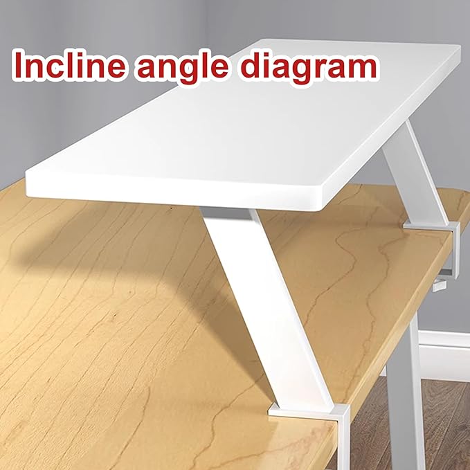 Clamp on Desk Organizer Shelf, Clamp on Desk Shelf, Desk Extension Shelf, Floating Desk Shelf, Clamp on Base, Adjustable Desk Extender Side Table, Desktop Storage Shelf(White,40cm/15.7")